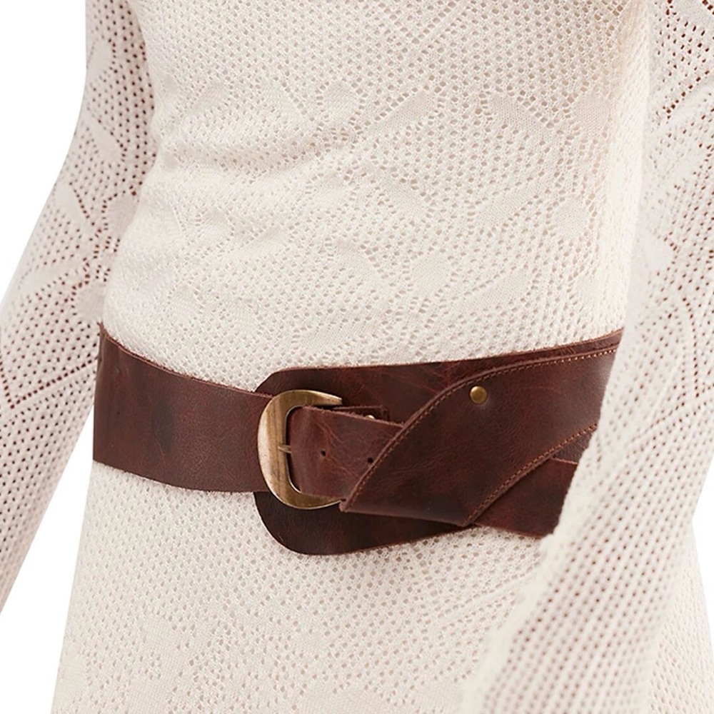 FREE PEOPLE Jericho Hip Belt Brown Leather Belt, Size S/M